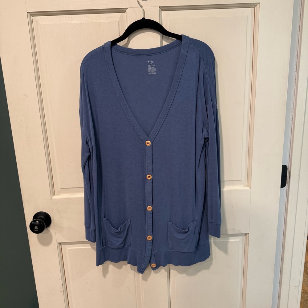 Kyte BABY Blue Button-Front Lightweight Knit Cardigan